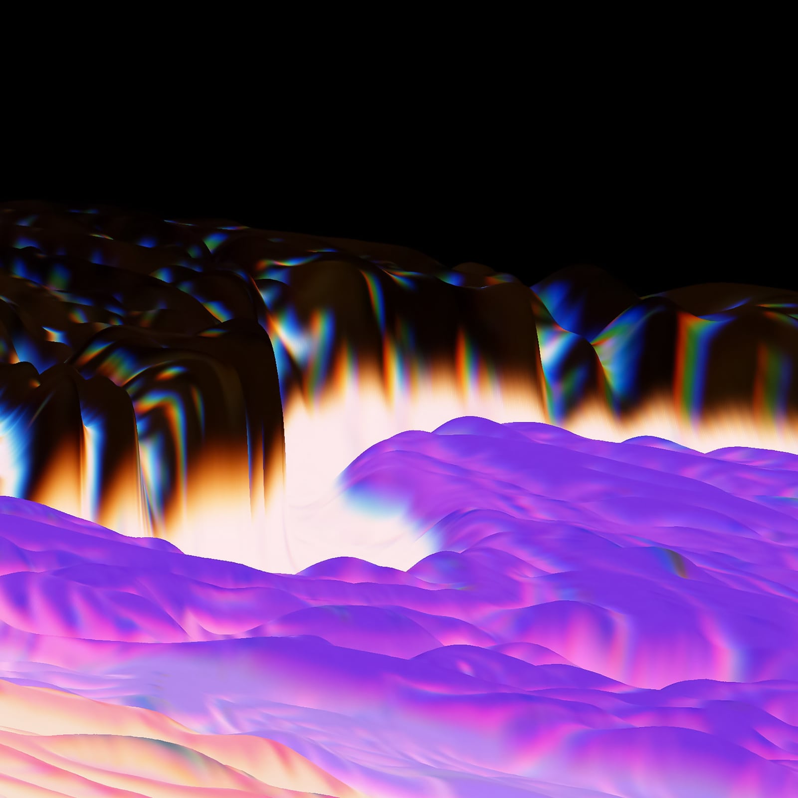 A violet ridge under a burning orange horizon.
