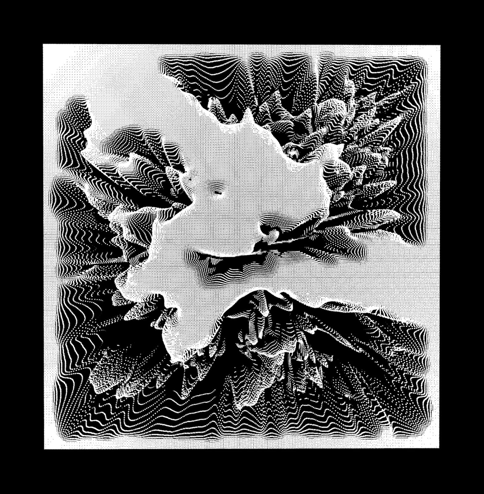 An engraved bloom sitting on a finely ruled ground.