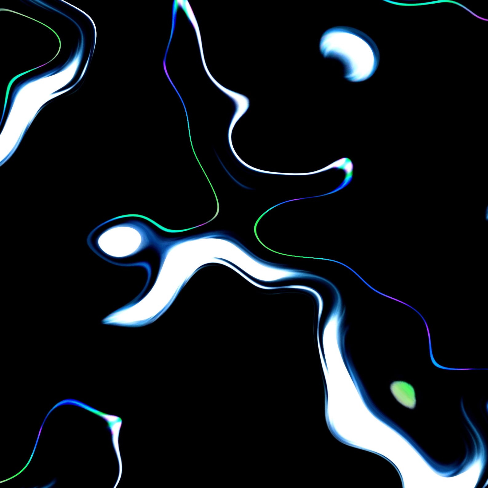 Liquid trails of light drawn across black.