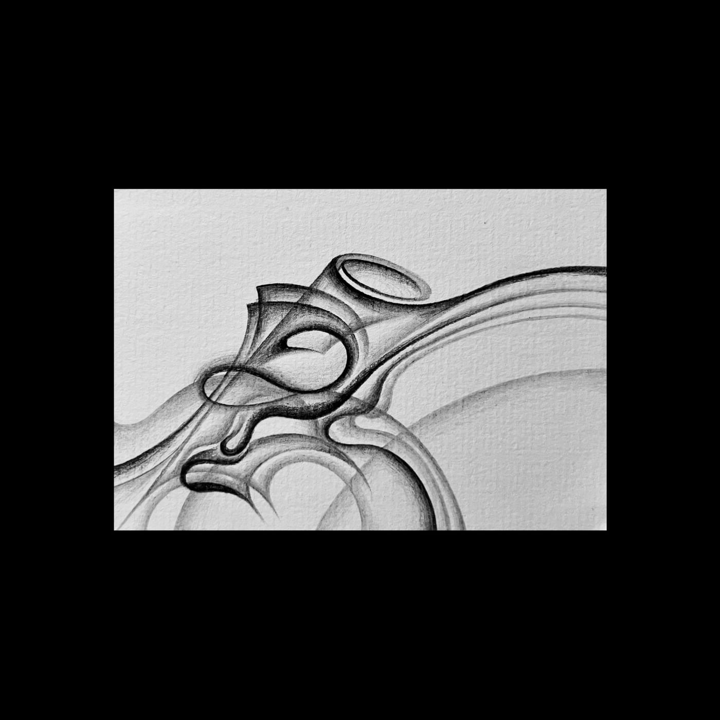 A tube-like loop stretched horizontally across the sheet.