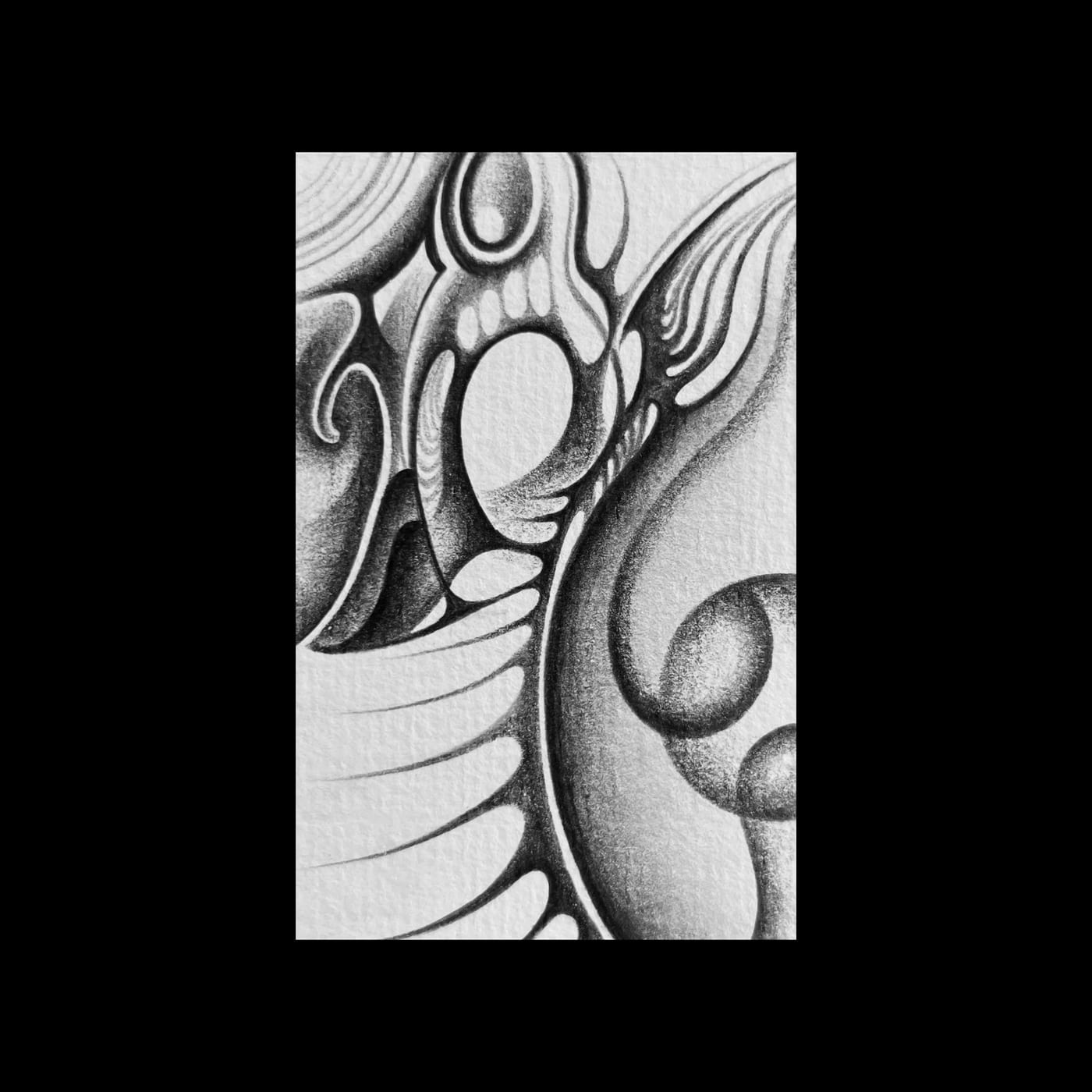 Dense curling shells and hooks worked edge to edge in deep graphite.